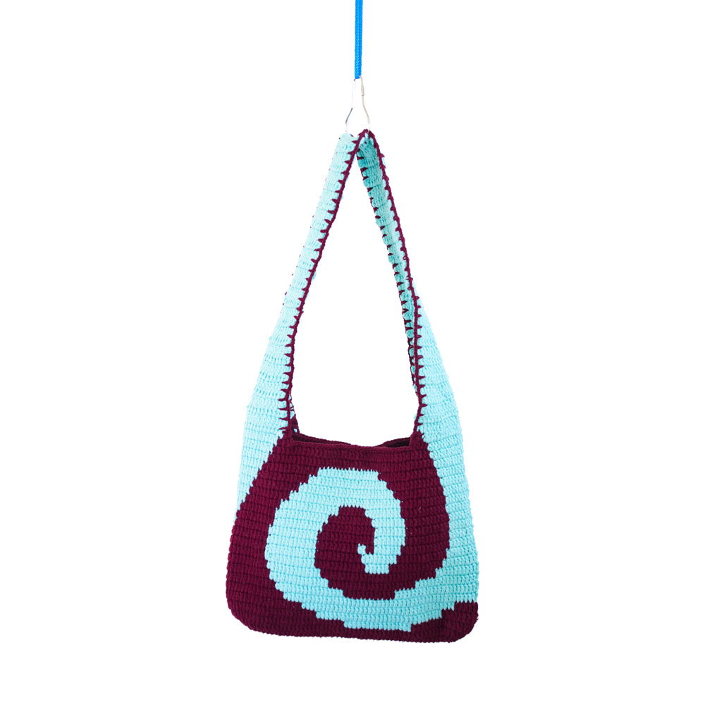 Lamsa Bekaa x Slow Factory |  Maroon and Light Blue Spiral Bag