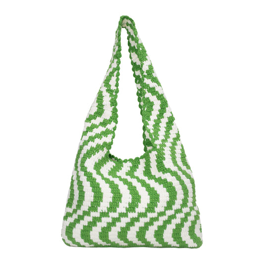 Lamsa Bekaa x Slow Factory |  Green and White Waves Bag