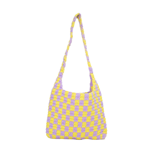 Lamsa Bekaa x Slow Factory | Violet + Yellow Baby Checkers Bag